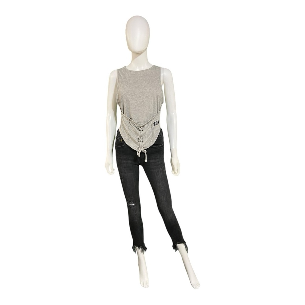 Pretty Little Thing Grey Corset Detail Top, 12
